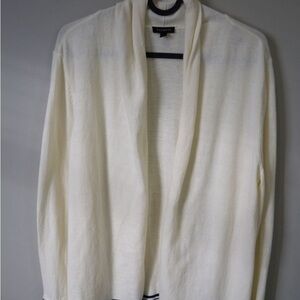 Talbots Cream Open Front Shawl Collar Cardigan